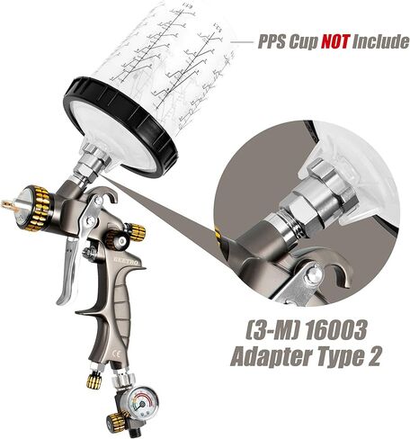 BEETRO HVLP مسدس رش الهواء 1.3/1.4/1.8 مم فوهة 1000 مل سعة 14.5CFM 30-43psi مع 11 مرشحًا 10 قطع مصافي طلاء 190 متر صمام التحكم في الهواء 1/4 بوصة ومحول النوع 2 in Kuwait