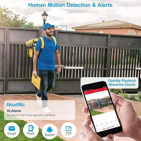 POE Security Camera Sysytem, 4PCS 2K IP Security Cameras Outdoor & Indoor, AI Human Alarm, Floodlight & IR Night Vision, 4/8CH POE NVR Camera for 24/7 Recording (4CAM) in Kuwait