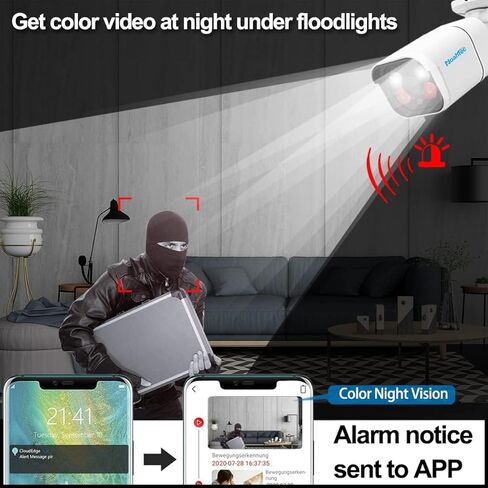 POE Security Camera Sysytem, 4PCS 2K IP Security Cameras Outdoor & Indoor, AI Human Alarm, Floodlight & IR Night Vision, 4/8CH POE NVR Camera for 24/7 Recording (4CAM) in Kuwait
