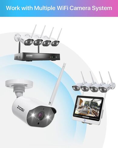 ZOSI ZG3023A 2K Add-on Camera,3MP Plug-in WiFi IP Camera Outdoor Indoor with Power Supply,Night Vision,2 Way Audio,Remote Access,Only Work With ZOSI NVR Surveillance System (Model:ZR08JP,ZR08LL) in Saudi Arabia