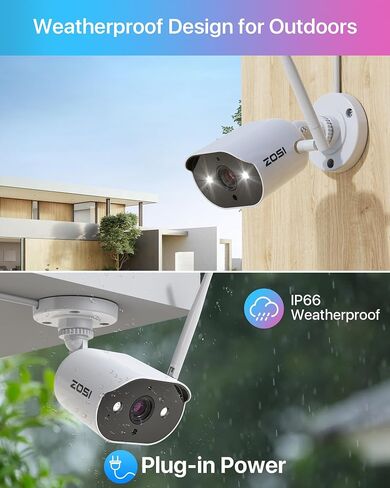 ZOSI ZG3023A 2K Add-on Camera,3MP Plug-in WiFi IP Camera Outdoor Indoor with Power Supply,Night Vision,2 Way Audio,Remote Access,Only Work With ZOSI NVR Surveillance System (Model:ZR08JP,ZR08LL) in Saudi Arabia