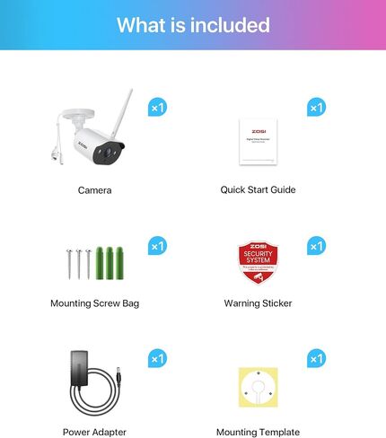 ZOSI ZG3023A 2K Add-on Camera,3MP Plug-in WiFi IP Camera Outdoor Indoor with Power Supply,Night Vision,2 Way Audio,Remote Access,Only Work With ZOSI NVR Surveillance System (Model:ZR08JP,ZR08LL) in Saudi Arabia