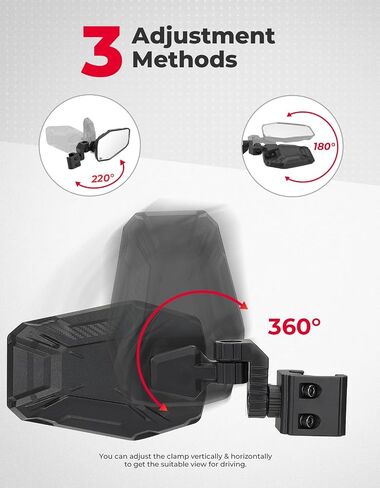 مرايا جانبية UTV مطورة من KEMIMOTO مع مقابض إضافية للإمساك بمقبض متوافق مع Polaris Ranger General 1000 Can-Am Defender Pro-Fit Roll Bar، مرآة قابلة للدوران ثلاثية المحاور، حامل يد UTV in Saudi Arabia