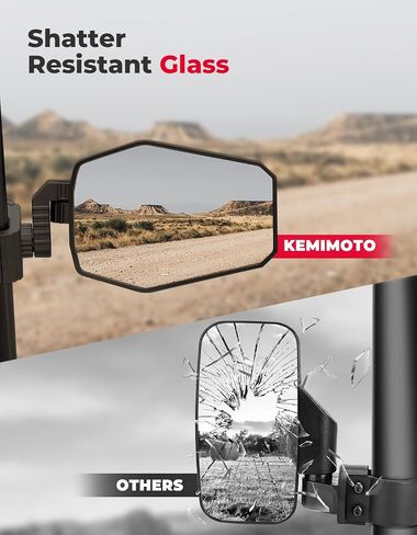 مرايا جانبية UTV مطورة من KEMIMOTO مع مقابض إضافية للإمساك بمقبض متوافق مع Polaris Ranger General 1000 Can-Am Defender Pro-Fit Roll Bar، مرآة قابلة للدوران ثلاثية المحاور، حامل يد UTV in Saudi Arabia