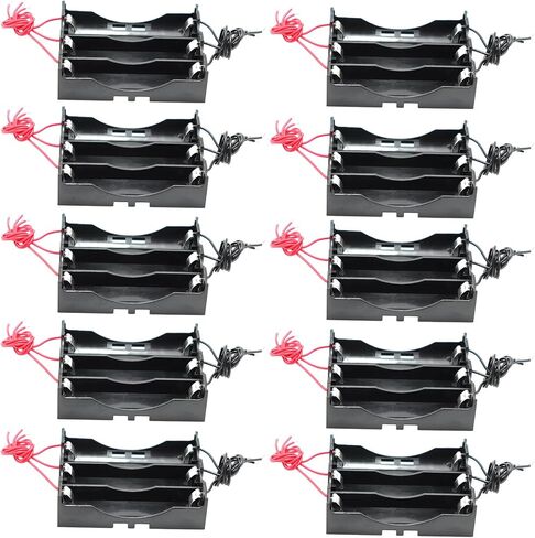 XFFCSEC18650 Battery Holder with Leads: 8 pcs 4 Slots x 3.7V Black Plastic Batteries Case, Suitable for 18650 Flat top Battery in Saudi Arabia