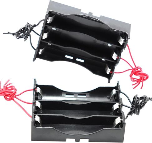 XFFCSEC18650 Battery Holder with Leads: 8 pcs 4 Slots x 3.7V Black Plastic Batteries Case, Suitable for 18650 Flat top Battery in Saudi Arabia