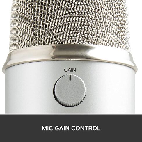 Blue Yeti USB Mic for Recording & Streaming on PC and Mac, 3 Condenser Capsules, 4 Pickup Patterns, Headphone Output and Volume Control, Mic Gain Control, Adjustable Stand - Silver (Renewed) in Saudi Arabia