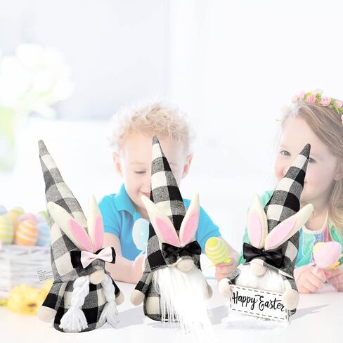 مجموعة ديكور هدايا الأرنب جنوم - ديكور ربيع عيد الفصح للمزرعة، تماثيل صينية متدرجة، زخارف صينية جنوم عيد الفصح، ديكور منزلي هدية عيد الفصح، مجموعة من 3 in Kuwait