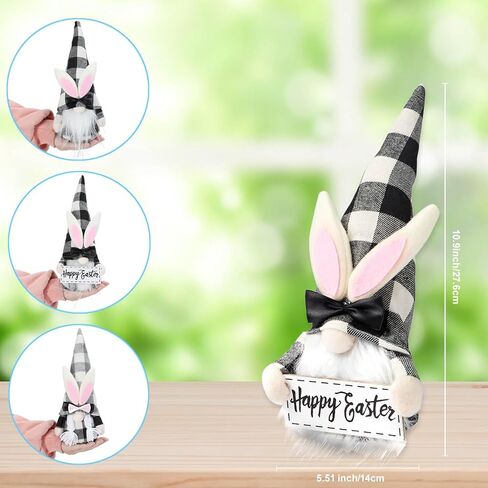 مجموعة ديكور هدايا الأرنب جنوم - ديكور ربيع عيد الفصح للمزرعة، تماثيل صينية متدرجة، زخارف صينية جنوم عيد الفصح، ديكور منزلي هدية عيد الفصح، مجموعة من 3 in Kuwait