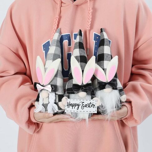 مجموعة ديكور هدايا الأرنب جنوم - ديكور ربيع عيد الفصح للمزرعة، تماثيل صينية متدرجة، زخارف صينية جنوم عيد الفصح، ديكور منزلي هدية عيد الفصح، مجموعة من 3 in Kuwait