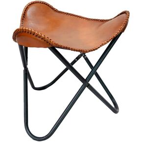 Shy Shy Let's Touch The Sky Leather Butterfly Stool Handmade for Indoor Outdoor Home Décor in Affordable Price -Living Room Comfortable Leather Ottoman (Antique)
