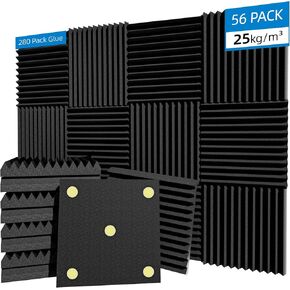 8 Pack Sound Proof Foam Panels | Egg Crate Foam Pad | 7X7X12 Acoustic Panels Self-Adhesive | High Density Soundproof Wall Panels for Home Studio Noise & Thermal Insulation (Black)…