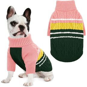 KOESON Dog Sweater Medium, Warm Dog Sweaters for Medium Dogs Girl Boy, Turtleneck Pullover Pet Christmas Sweater for Medium Size Dog, Cold Weather Doggie Knitwear Sweatshirt Pink M