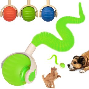 Interactive Cat & Dog Toy Ball, Automatic Moving/Jumping/Bouncing, Smart Pet Chase Ball with Feather Tail, Electric Rechargeable Enrichment Toys for Indoor Bored Cats & Dogs (Orange)