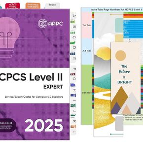 Upgraded Index Tabs for HCPCS Level II Expert 2025 Edition (AAPC), 96 Book Tabs, Color-Coded with Alignment Card & Page Numbers Sheet & Bookmark, Laminated Durable, Book Not Included