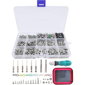 710pcs 304 مجموعة أدوات المسمار والفولاذ المقاوم للصدأ RC مجموعة وأدوات الإصلاح - مسامير رأس مسطحة/مستديرة ، المكسرات ، الغسالات ، الابازيم و 8 مفكات لتراككساس ، HPI ، redcat ، محوري 1/8 1/10 1/12 1/16 مقياس RC CAR