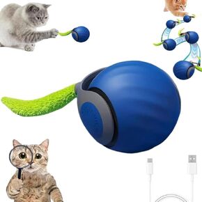 Interactive Cat Toy Speedy Tail 2.0, Electronic Moving Teaser (Blue)