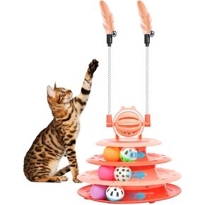 لعبة Cat Toy التفاعلية للحيوانات الأليفة للهرة الداخلية هريرة الكرة التفاعلية كرة اللغز مع 2 قطة Trease (الأزرق)