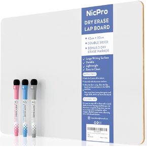 Nicpro Dry Erase Lap Board 9 × 12 بوصة 2 حزمة محكم الطفل مزدوج الوجه فارغة وبطانة صغيرة مع 8 أقلام ، 2 ممحاة ، تعلم لوحة بيضاء صغيرة محمولة للطلاب والفصول الدراسية الاستخدام