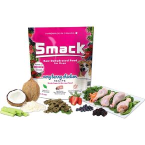 Smack Pet Food Organic Raw Dehydrated Dog Food Grain-Free, Gluten-Free, Raw Food for Dogs (Very Berry Chicken, 5.5 Pound)