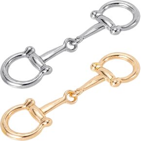 Joez Wonderful 2 Pcs Horsebit Silk Scarf Buckle, Simple Metal Scarf Rings, Horsebit Clasp for Women (Gold+Silver)