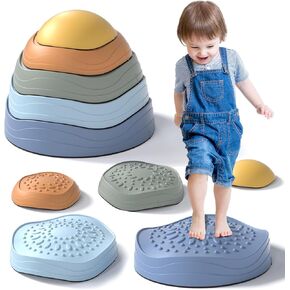 Lehoo Castle Steping Stones for Kids ، Non-Slip Toddler Steping Stones ، Indoor and Outdoor For For Toddlers 1-3 ، Dervent Cours for Kids ، Sensory Balder