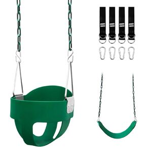 Toddler Swings for Outside,Baby Swing for Outdoor and Tree Swing seat for Kids 2 Sets,High Back Full with 4 Hanging Straps Bucket Swing and 4 Hooks |Kids Swing | Baby Swings for Infants