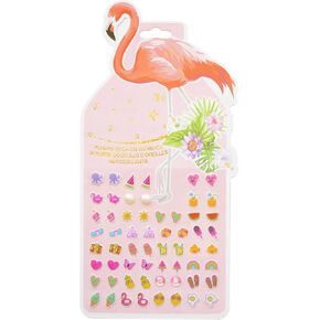 Stick On Earrings - Girls 3D Unicorn Sticker Earrings Self-Adhesive Glitter Craft Gem Stickers (Rainbow)