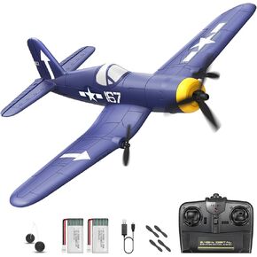 Hawk's Work's 3 Channel RC Plane F4U Corsair ، جهاز التحكم عن بُعد Warbird جاهز للطيران ، 2.4 جيجا هرتز 6 محاور مثبت على جيررو ، يسهل الطيران من أجل الأطفال والمبتدئين