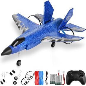 F35 2 CH Fighter RC Airplane - 2.4 جيجا هرتز طائرة التحكم عن بعد مع 6 محور جيررو وبطاريتين طائرة RC Jet للبالغين المبتدئين أقصى مسافة التحكم 400 قدم 20 دقيقة