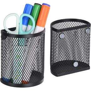 LUCYCAZ Magnetic Pencil Holder - Locker Accessories, 2 Pack Magnetic Pen Holder for Refrigerator for Home School and Office, Black
