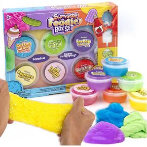 Kawaii Box Set, 6-Pack Scented Slimes, Fluffy Slime Cloud, Glitter Slime, Water Slime, Fun Slime Add Ins, Slime for Kids, Kids Party Favors Goodie Bags, Slime Bulk, Kids Slime, Food Slime