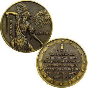 رئيس الملائكة المسيحية التحدي عملة القديس مايكل راعي القديس من ضباط الشرطة ، عملة الكتاب المقدس (الفضة) in Kuwait