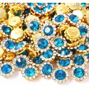 120 Pcs 12mm Sunflower Sew on Rhinestones Crystal Glass Gems, Metal Claw Rhinestones Jewels for Crafts, Glitter Gemstones for Clothes Shoes Cap Earring Belt Sewing Accessories(03 Red)