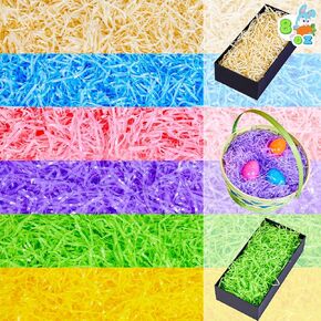 JOYIN 8oz (226g) Multicolor Rainbow Easter Grass, Recyclable Grass Shred Pastel Colors (Pink, Yellow, Sky Blue, Green) for Easter Egg Hunt