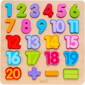 Wooden Number Puzzle Toys, ABC Letter & Number Puzzle for Toddlers 1 2 3 Year Old, Preschool Learning Toys for Kids, Educational Name Puzzle Gift for Boys and Girls