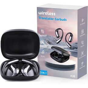 Language Translator Earbuds, 3-in-1 Translator Earbuds 144 Languages & Accents, Ai Translation Earbuds Real Time, Translator Device Fit iOS & Android for Travel Business Learning (A38 Pink)