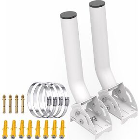 Wireless Bridge Mount Bracket - Universal Antenna Pole Mount Bracket, 11" Adjustable J Mount Mast Kit for Weather Station, TV, Yagi, Signal Booster, Outdoor WiFi Wireless Bridge, Access Point Mounting