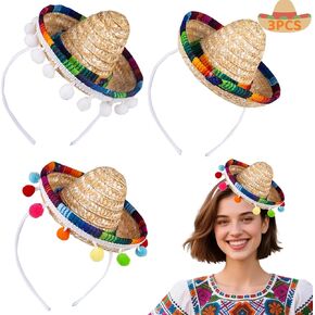 Cinco de Mayo Sombrero ، قبعات Mini Mini Fiesta مع أغطية رأس ، زخارف أزياء الحفلات المكسيكية