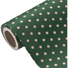 WRAPAHOLIC Kraft Wrapping Paper - Mini Roll - 17 Inch x 33 Feet - Green and Pink Stripes Design for Christmas, Birthday, Wedding, Baby Shower