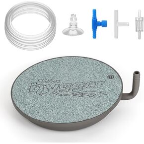hygger Aquarium Air Stone, 1.5 Inch Fish Tank Bubbler Stone Kit Makes Super Tiny Bubbles, Ultra-High Dissolved Airstone with Stainless Steel Base Aquarium Fish Tank and Hydroponic