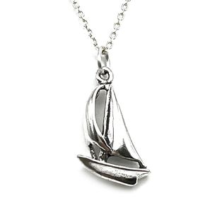 Sterling Silver Sailboat Charm Necklace, 18"