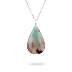 Natural Serpentine Gemstone Pendant Necklace, Adjustable Silver Chain, Handmade Jewelry, Healing Crystal, Cabochon Stone, Minimalist Dainty Jewelry, Gift for Women, Size 18inch