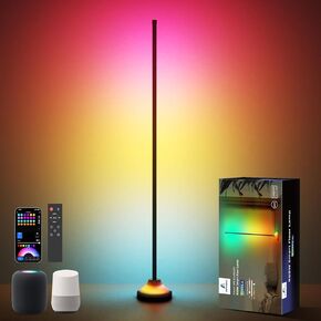 Smart RGB with IC LED Floor Lamp & Corner Lamp, 16 Million Colors, DIY Mode & 114 Preset Scenes, Sound Sync for Music, Alexa & Google Voice Control, Versatile Lighting for Every Space