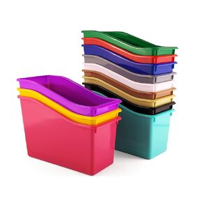 12 كتابًا متينًا وحامل الموثق ، صناديق الكتب ملفات للفصول الدراسية ، مجلدات التخزين العمودية منظمة التخزين العمودي ، الحاويات فصول المكاتب الحاويات (قوس قزح ، 12 حزمة)