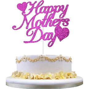 10 حزمة Happy Mother's Cake Cake Toppers ، Glitter Cake Bunting Decor Best Mom Love Mother Cake Picks Party Decorations Supplies (الذهب)