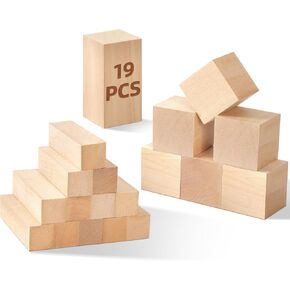 19pcs basswood corving blocks ، خشب باس مع 3 أحجام للحرف Widdle و Whittle ، وكتل خشبية ناعمة للأطفال والمبتدئين البالغين