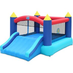 Action Air Bound House ، حارس قابلة للنفخ مع منفاخ الهواء ، وقلعة القفز مع الشريحة ، وقلعة نطاط الفناء الخلفي العائلي ، ومخيط متين بمواد سميكة إضافية ، فكرة للأطفال (الأزرق)