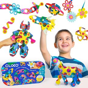 Clixo Rainbow 42 Piece Pack. Flexible Imagination Boosting Magnetic Building Toy. Modular Designs for Hours of STEM Play. Kids Basket Stuffer Gift. Multi-Sensory Magnet Toy, Travel Friendly. Ages 4-99