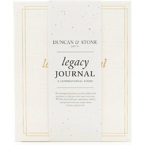 Duncan & Stone Paper Co. 85 صفحة أمي أخبرني مجلة قصتك - كتاب Linen Bound Mom Life - مجلات للأمهات مع مطالبات ، شجرة العائلة والمزيد من أجل اليومية (العاج)